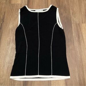 Vintage 90s Papell Black & White Sleeveless Knit Top Edgy Minimalist